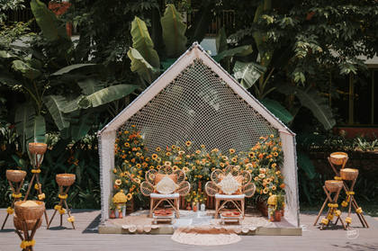 Backdrop and Stage — Haldi decor — Alila Diwa Goa